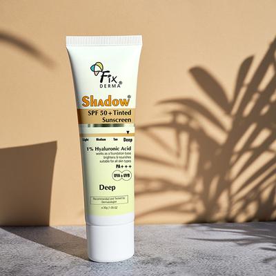 Fixderma Shadow Tinted Sunscreen Deep SPF 50 PA+++ - UVA & UVB Protection, All Skin Types 30 gm - Face Sunscreen
