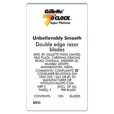 Gillette 7'O Clock Super Platinum Stainless Blade 10's - Shavers