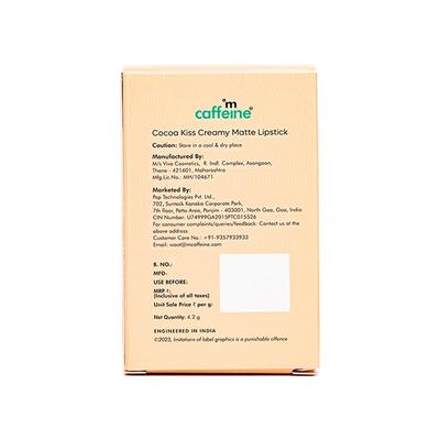 mCaffeine Cocoa Kiss Creamy Matte Nude Lipstick with Cocoa Butter - Mauve Velvet 4.2 gm - Lipsticks