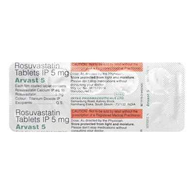 Arvast 5mg Tablet 10'S - High Cholesterol-Dys