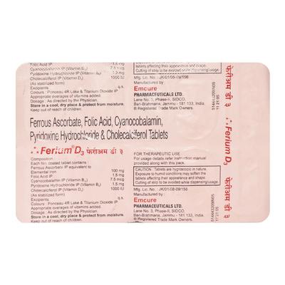 Ferium D3 Tablet 10'S - Iron Supplement/Anaemia-Vma