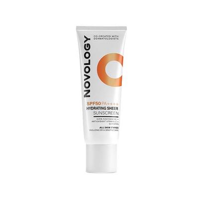 Novology SPF 50 PA++++ Hydrating Sheer Sunscreen, 4.5% Niacinamide for Dry Skin, No White Cast 50 gm - Body Sunscreen
