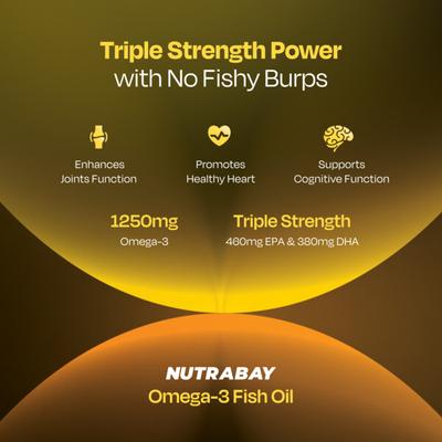 Nutrabay Omega 3 Fish Oil Triple Strength 1250mg Capsule 60 s - Omega Fish Oil Fatty Acids