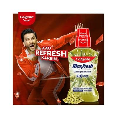 Colgate-Palmolive, Colgate Maxfresh Antibacterial Mouthwash(Saunf), Removes 99% Germs with CPC, 24/7 Fresh Breath 250 ml - Mouthwash