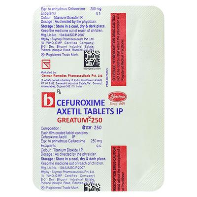 Greatum 250mg Tablet 4'S - Bacterial Infections-Cep