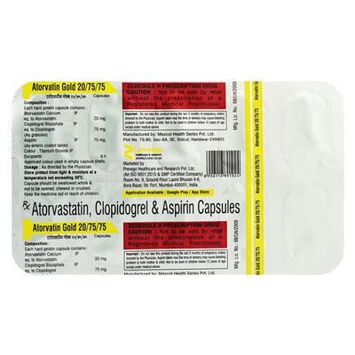 ATORVATIN GOLD 20/75/75 Capsule 10's - Blood Clot-Ant