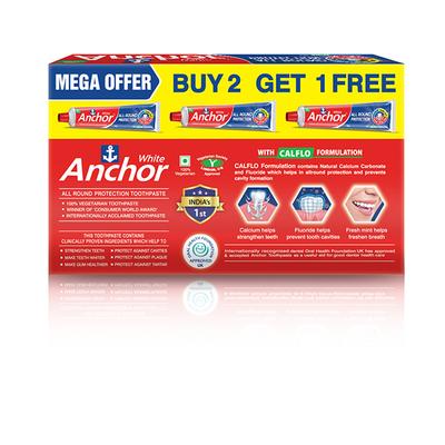 Anchor White Toothpaste 150 gm (Buy 2 Get 1 Free) - Toothpaste