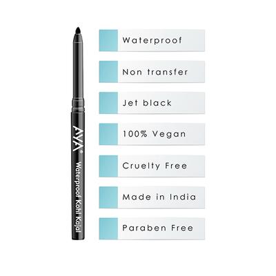 Aya Waterproof Kohl Kajal - Jet Black 0.28 gm - Kajal & Kohls