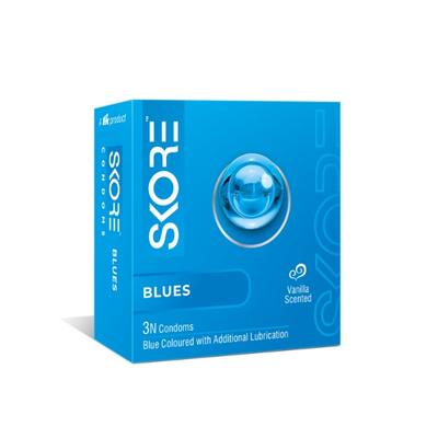 Skore Xtra Lubrication Condoms - Blue 3's - Plain/Flavoured Condoms
