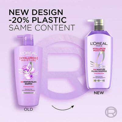 L'Oreal Paris Hyaluron Moisture 72H Moisture Filling Shampoo with Long lasting Hyaluronic Acid Dehydrated Hair 1000ml - Shampoos