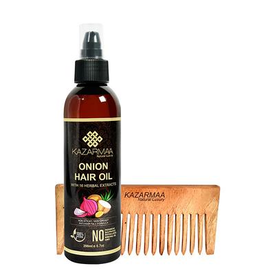 Kazarmaa Onion Hair Oil for Hair Growth & Hair Fall Control with Natural Neem Comb 250 ml - Hair Oils