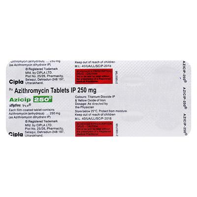 Azicip 250mg Tablet 6'S - Bacterial Infections-Mac