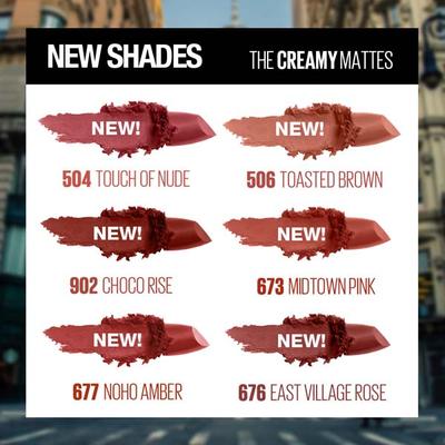 Maybelline New York Color Sensational Creamy Matte Lipstick, 673 Midtown Pink 1's - Lipsticks