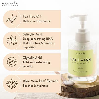 Neemli Naturals Tea Tree and Salicylic Face Wash 100 ml - Face Washes