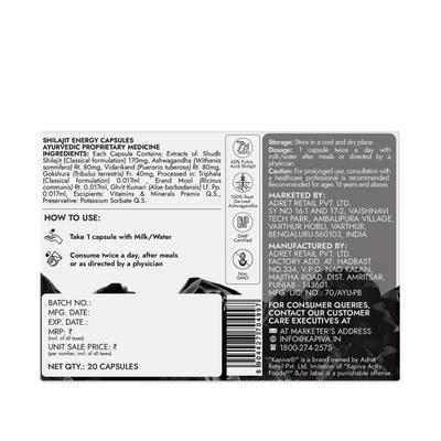 Kapiva Activ Foods Shilajit Energy Capsules 20's - Speciality Medicines