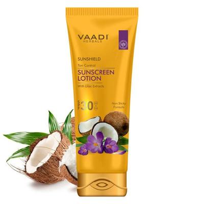 Vaadi Herbals Tan Control Sunscreen Lotion SPF-30 UVA+ UVB with Lilac Extract 110gm - Body Sunscreen