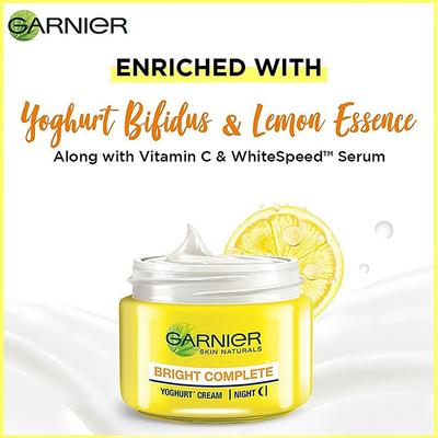 Garnier Skin Naturals Bright Complete Vitamin-C Yoghurt Night Cream, Vitamin-C+Lemon Essence 40gm - Night Cream