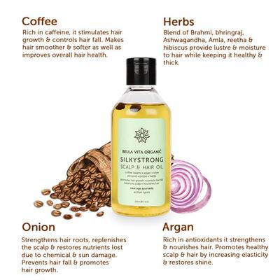 Bella Vita Organic Silkystrong Coffee Onion Ayurvedic Herbal Anti 225 ml - Hair Oils