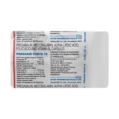 Pregabid Forte 75mg Capsule 10'S - Neuropathic Pain-Dru