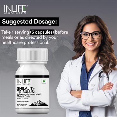 INLIFE Shilajit+ Tribulus+ Vegetarian Capsules 90's - Sexual Care