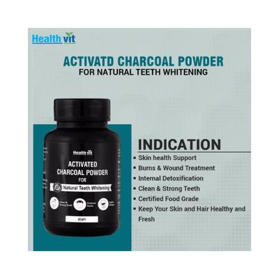 Healthvit Activated Charcoal Instant Teeth Whitening Powder 20 gm - General Health