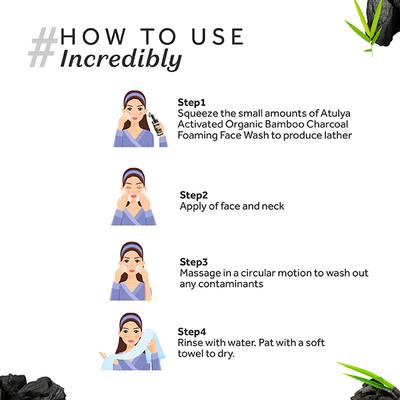 Atulya Activated Organic Bamboo Charcoal Foaming Face Wash with Silicone Brush Applicator 1 gm - Face Scrubs