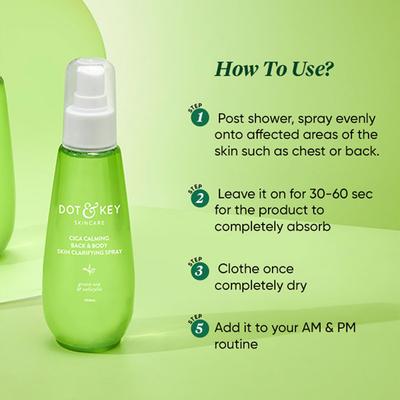 Dot & Key Cica Calming Back & Body Skin Clarifying Spray 150 ml - Face Wash & Cleansers