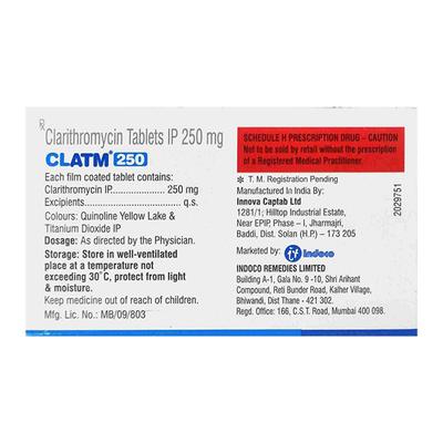 CLATM 250mg Tablet 10's - Bacterial Infections-Mac