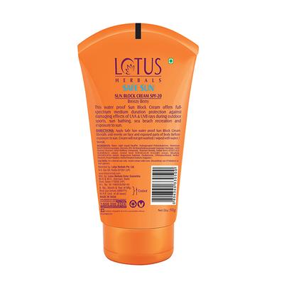 Lotus Herbals Safe Sun Screen Cream PA+ UVA SPF-20 UVB 50gm - Face Sunscreen