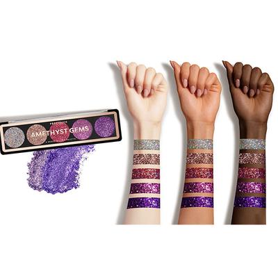 Profusion Cosmetics 5 Shade Glitter Eye Shadow Pallete Amethyst Gems (4.55 gm) - Eye Shadow Palettes