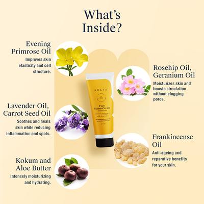 Arata Natural Hydrating Face Serum-Cream With Evening Primrose, Rosehip & Lavender Oil 50 ml - Face Serum