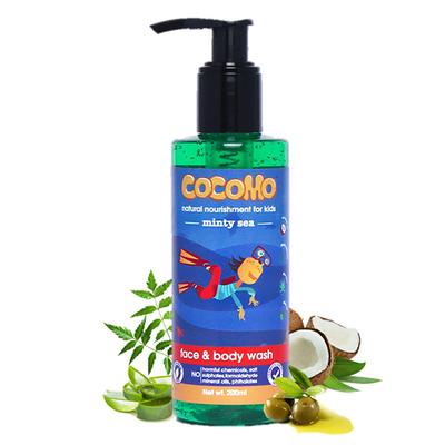 Cocomo Natural Kids Face and Body Wash Minty Fragrance Soft and Healthy Skin Minty Sea 200 ml - Baby Body Wash