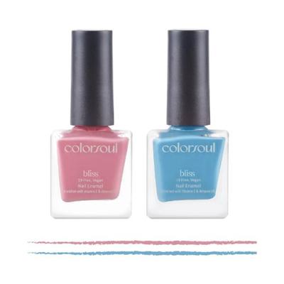 Colorsoul Bliss Vegan Nail Enamel, Breezy Pink, Icey Blue, B01, B20 (Pack of 2 x 8 ml) 1's - Nail Polish
