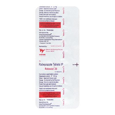 RABESTAT 20 Tablet 10's - Ulcer/Reflux/Flatulence-Aaa