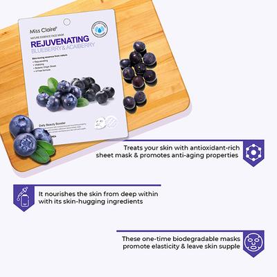 Miss Claire Nature Essence Face Mask Rejuvenating - Blue Berry & Acai Berry 25ml - Masks & Peels