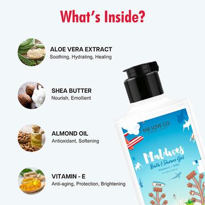 The Love Co. Maldives Body Wash - Body Wash For Women - Hydrating - Moisturizing Body Care - 100% Vegan - Paraben Free 250 ml - Shower Gels & Body Wash