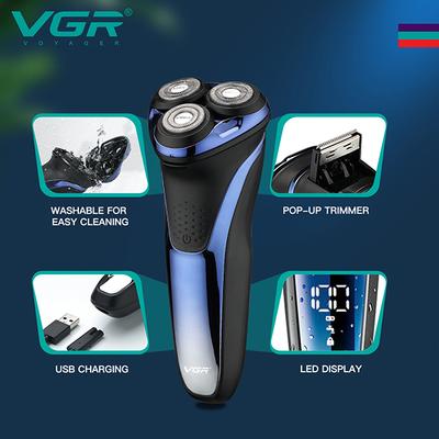 VGR V-306 Wet and Dry Shaver, 300 min Runtime (Blue) 1's - Shavers