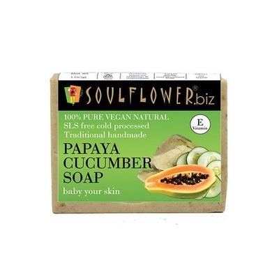 Soulflower Soap - Papaya Cucumber 150 gm - Soaps