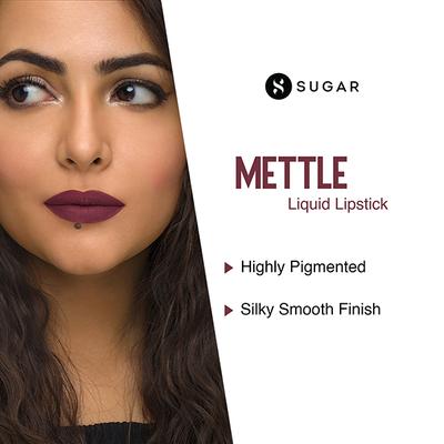 SUGAR Cosmetics Mettle Liquid Lipstick - 09 Capella (Dark Plum) 7 gm - Liquid Lipsticks