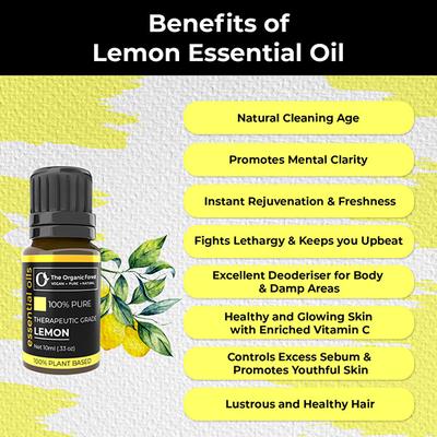 Organic Forest 100% VEGAN Lemon Essential Oil 10 ml - Essential Oils