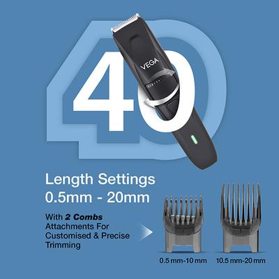 Vega Power Lite Beard Trimmer For Men With 90 Min Runtime, 2 Comb Attachments, Usb Type-C, (Vhth-38) - Trimmers