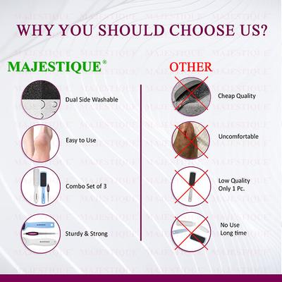 Majestique Large Double-Sided Foot Scrubber Set with Nail Filer, Hard Skin Removal - Multicolor 1's - Body Scrubbers & Brushes