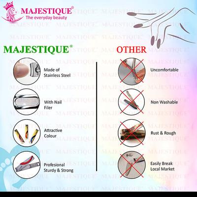 Majestique Glitter Nail Clipeer with Comfort Grip, Stainless Steel - Color May Vary 1's - Hair Combs