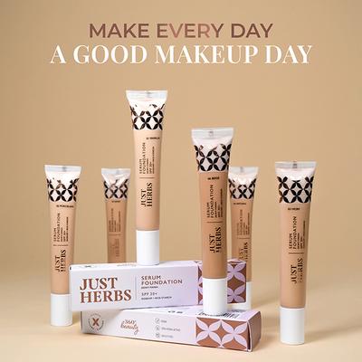 Just Herbs Serum Foundation Dewy Finish SPF 30 +Rosehip+ Rice Starch 01-Vanilla 20gm - Foundation