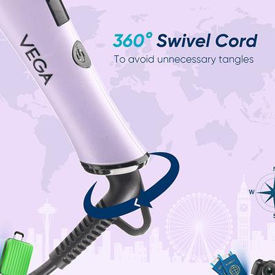 Vega Go Mini Hair Curler for Women with 25 mm Barrel, Auto Cut-Out for Travel Friendly (VHCH-08) 342 gm - Rollers & Curlers