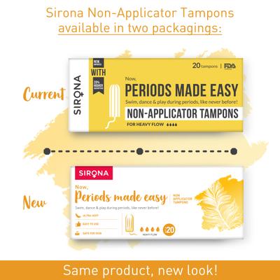 Sirona FDA Approved Non-Applicator Tampon - Heavy Flow (Pack of 3 x 20's) - Tampons