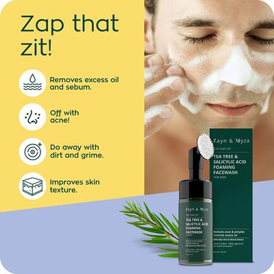 Zayn & Myza Tea Tree & Salicylic Acid Foaming Face Wash For Men 100 ml - Scrubs & Exfoliants