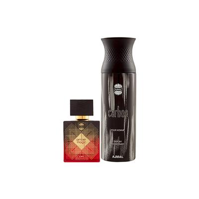 Ajmal Amber Magic EDP Spicy Aromatic Perfume And Carbon Homme Deodorant Citrus Spicy Fragrance 300 ml - Men Perfumes (Edt/Edp)