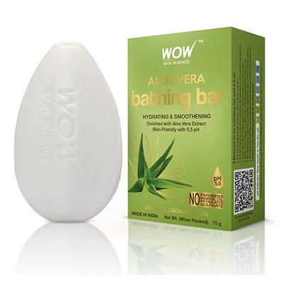 WOW Skin Science Aloe Vera Bathing Soap - Skin-Friendly with 5.5 pH 75 gm - Soaps