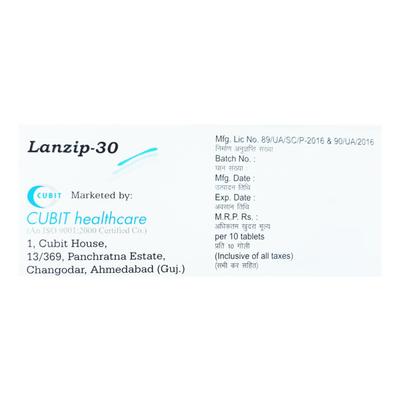 LANZIP 30 MOUTH DISSOLVING Tablet 10's - Ulcer/Reflux/Flatulence-Aaa